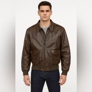 Vintage Cooper Type A-2 Goatskin Leather Flight Bomber Jacket Brown 48L